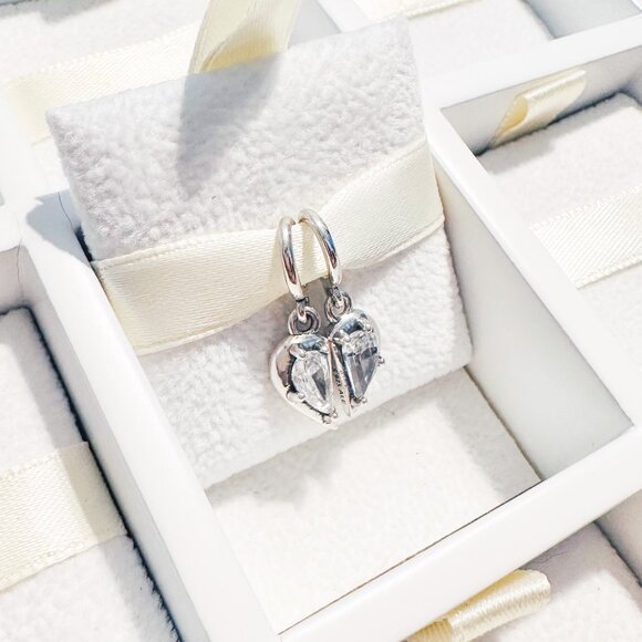 925 Sterling Silver Mom And Daughter Crystal Half Charms Fits Pandora Bracelets - Picture 8 of 10